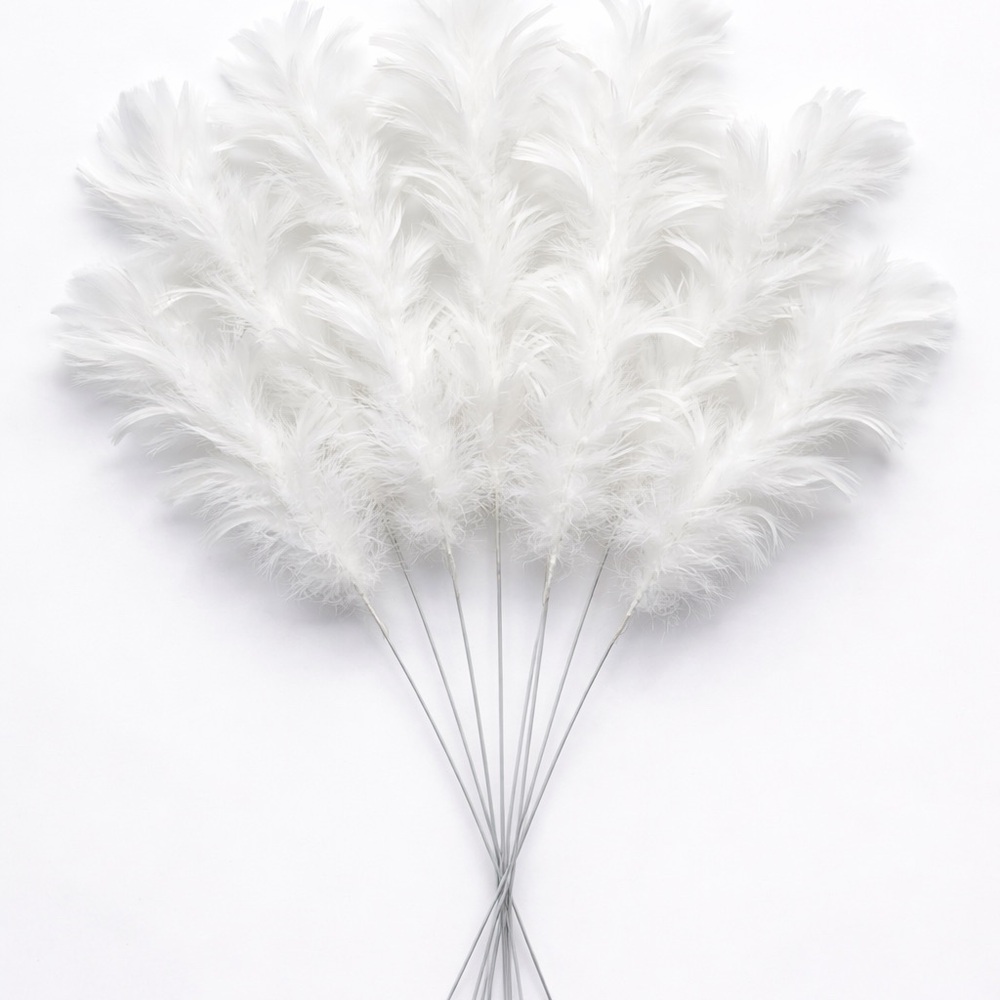 10 Craft Feathers 12–13” White & Gray DIY Wedding Centerpiece Decor - Picture 3 of 5